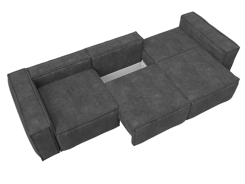 Диван прямой Лига-081 НПБ Лонг, Велюр, BRUT 16 темно-серый