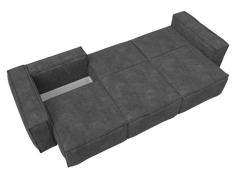 Диван прямой Лига-081 НПБ Лонг, Велюр, BRUT 16 темно-серый