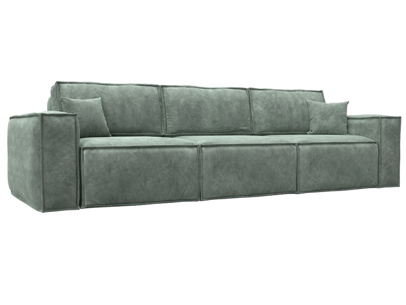 Диван прямой Лига-081 НПБ Лонг, Велюр, BRUT 08 зеленый