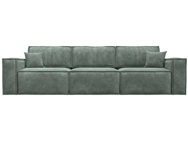 Диван прямой Лига-081 НПБ Лонг, Велюр, BRUT 08 зеленый