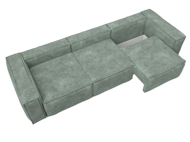 Диван прямой Лига-081 НПБ Лонг, Велюр, BRUT 08 зеленый