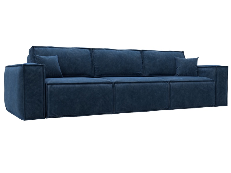 Диван прямой Лига-081 НПБ Лонг, Велюр, BRUT 11 синий