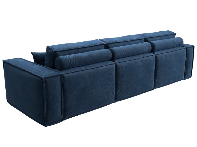 Диван прямой Лига-081 НПБ Лонг, Велюр, BRUT 11 синий