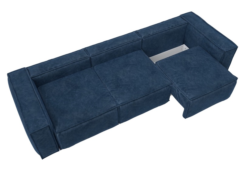 Диван прямой Лига-081 НПБ Лонг, Велюр, BRUT 11 синий