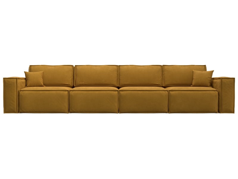 Диван прямой Лига-081 НПБ МегаЛонг, Велюр, BRUT 10 желтый