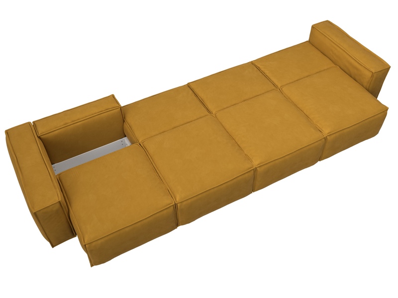 Диван прямой Лига-081 НПБ МегаЛонг, Велюр, BRUT 10 желтый