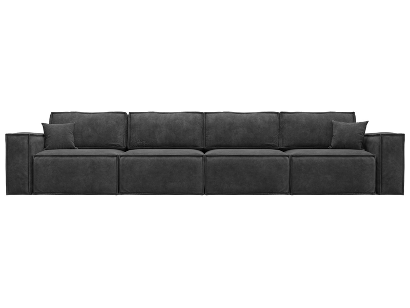 Диван прямой Лига-081 НПБ МегаЛонг, Велюр, BRUT 16 темно-серый