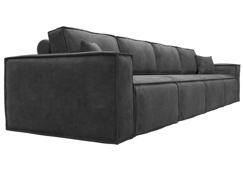 Диван прямой Лига-081 НПБ МегаЛонг, Велюр, BRUT 16 темно-серый