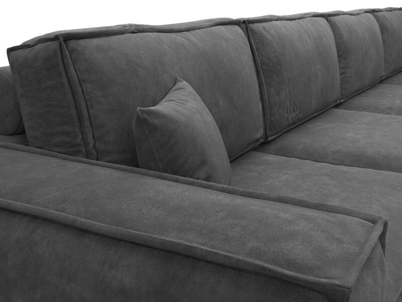 Диван прямой Лига-081 НПБ МегаЛонг, Велюр, BRUT 16 темно-серый