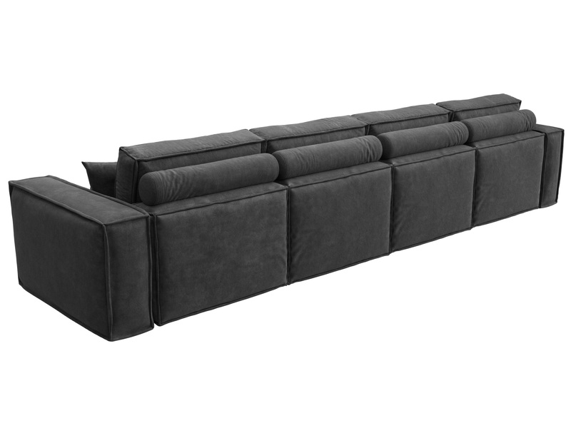 Диван прямой Лига-081 НПБ МегаЛонг, Велюр, BRUT 16 темно-серый