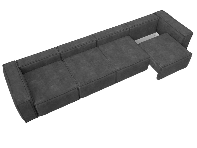 Диван прямой Лига-081 НПБ МегаЛонг, Велюр, BRUT 16 темно-серый