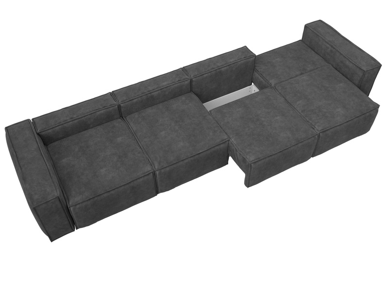 Диван прямой Лига-081 НПБ МегаЛонг, Велюр, BRUT 16 темно-серый