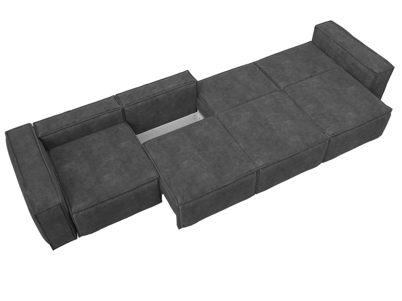 Диван прямой Лига-081 НПБ МегаЛонг, Велюр, BRUT 16 темно-серый