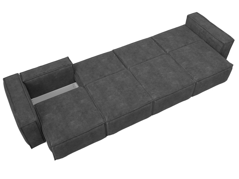 Диван прямой Лига-081 НПБ МегаЛонг, Велюр, BRUT 16 темно-серый