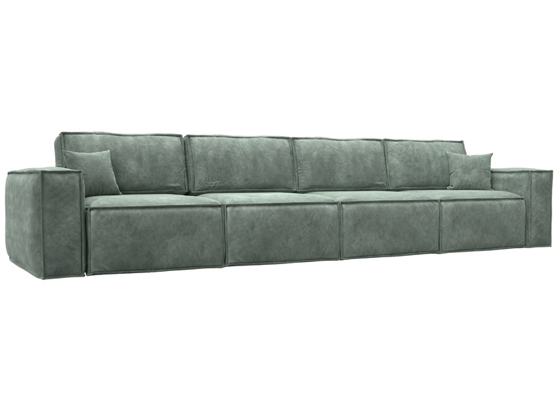 Диван прямой Лига-081 НПБ МегаЛонг, Велюр, BRUT 08 зеленый