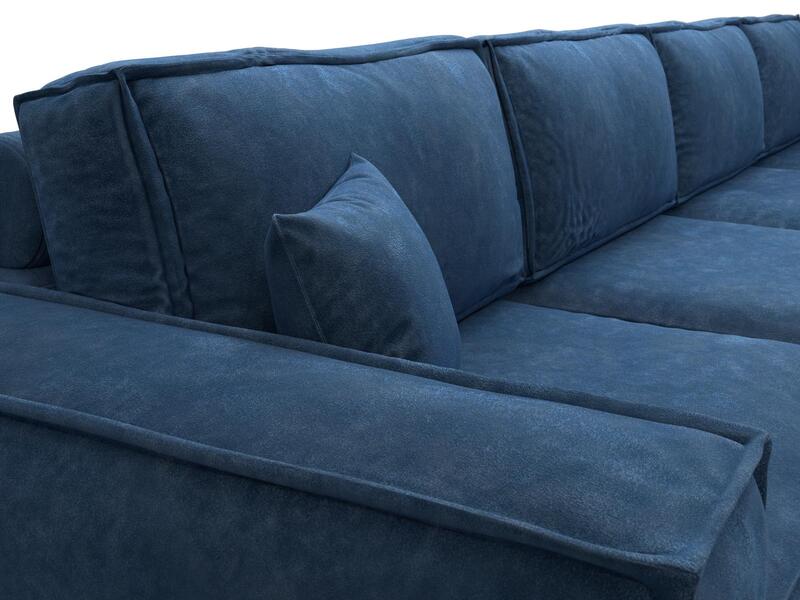Диван прямой Лига-081 НПБ МегаЛонг, Велюр, BRUT 11 синий