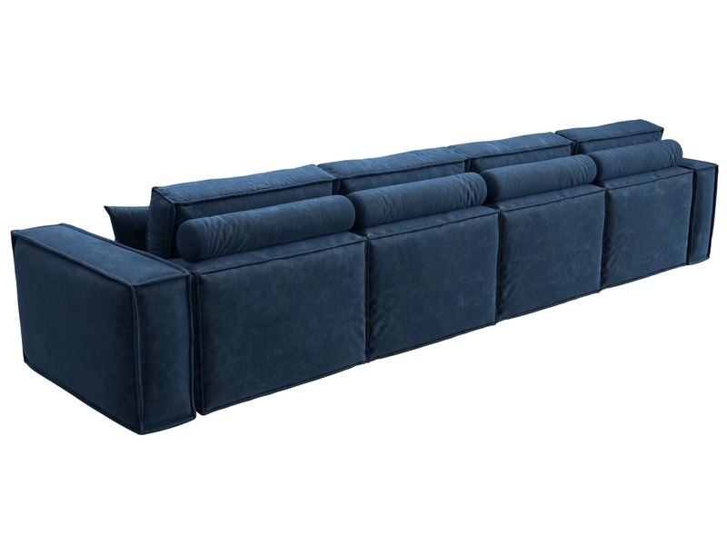 Диван прямой Лига-081 НПБ МегаЛонг, Велюр, BRUT 11 синий