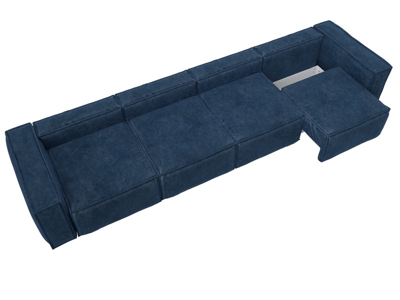 Диван прямой Лига-081 НПБ МегаЛонг, Велюр, BRUT 11 синий