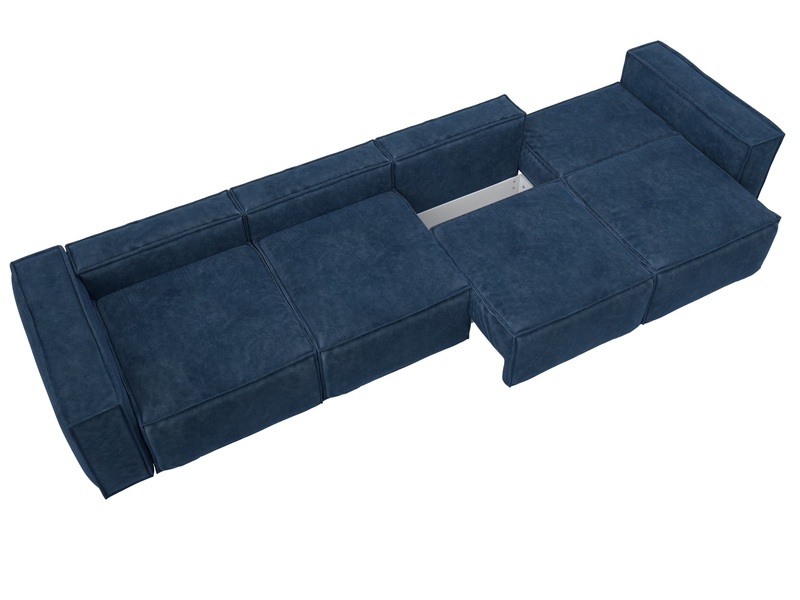 Диван прямой Лига-081 НПБ МегаЛонг, Велюр, BRUT 11 синий