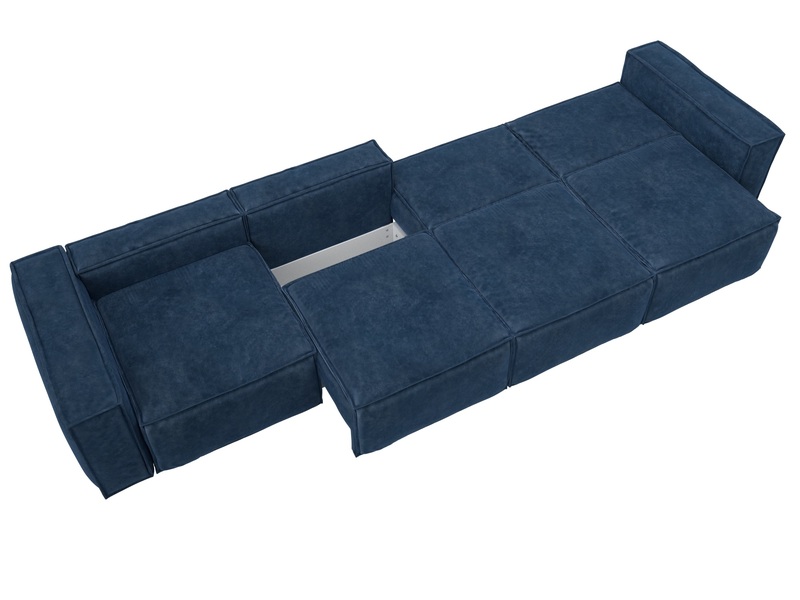 Диван прямой Лига-081 НПБ МегаЛонг, Велюр, BRUT 11 синий