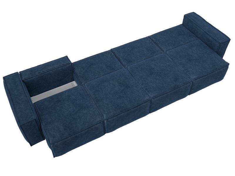 Диван прямой Лига-081 НПБ МегаЛонг, Велюр, BRUT 11 синий