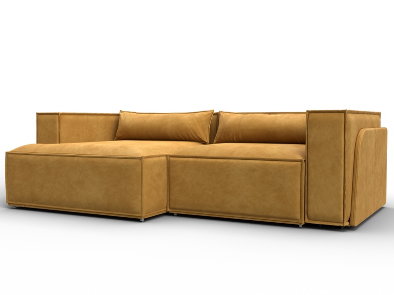 Диван угловой Лига-061 угол левый, Велюр, BRUT 10 желтый