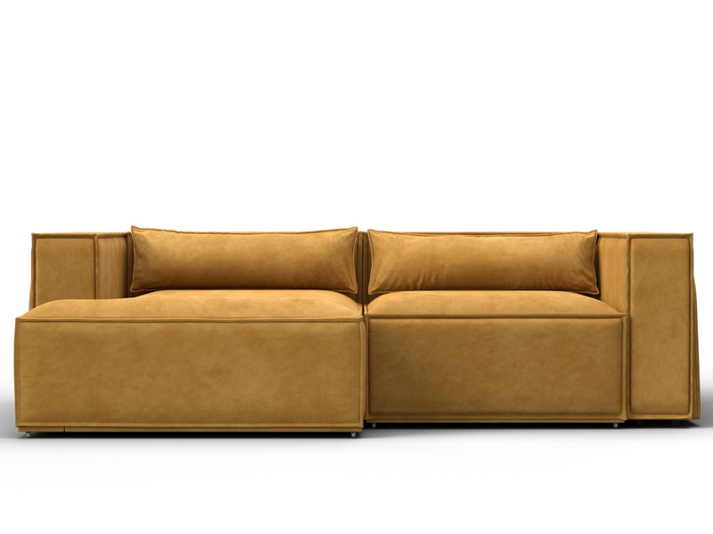 Диван угловой Лига-061 угол левый, Велюр, BRUT 10 желтый