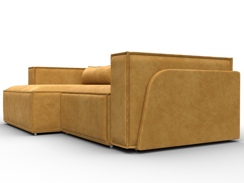 Диван угловой Лига-061 угол левый, Велюр, BRUT 10 желтый