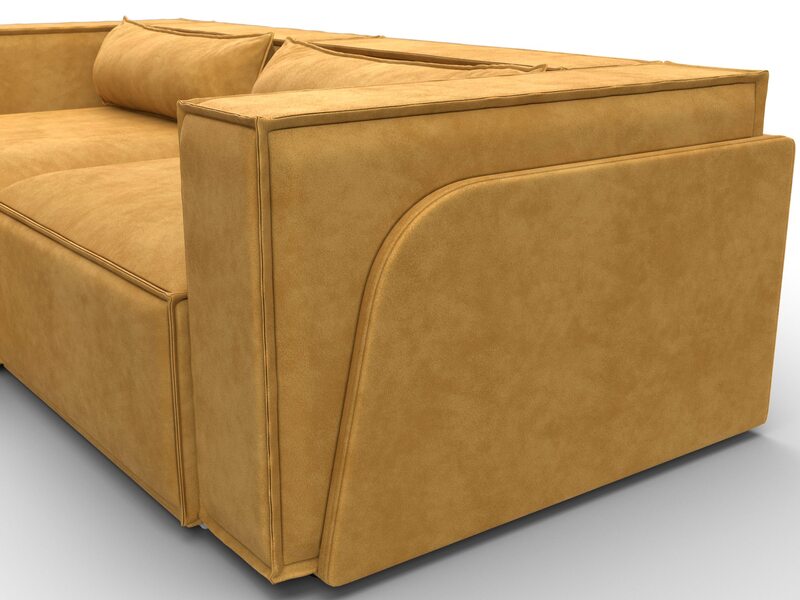 Диван угловой Лига-061 угол левый, Велюр, BRUT 10 желтый