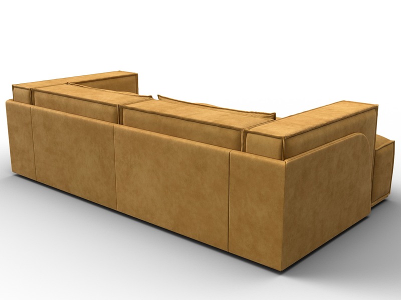 Диван угловой Лига-061 угол левый, Велюр, BRUT 10 желтый