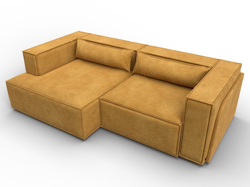 Диван угловой Лига-061 угол левый, Велюр, BRUT 10 желтый
