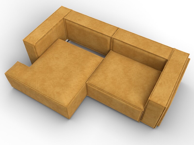 Диван угловой Лига-061 угол левый, Велюр, BRUT 10 желтый