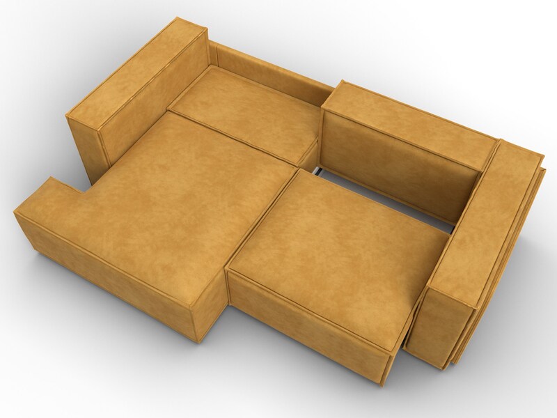 Диван угловой Лига-061 угол левый, Велюр, BRUT 10 желтый