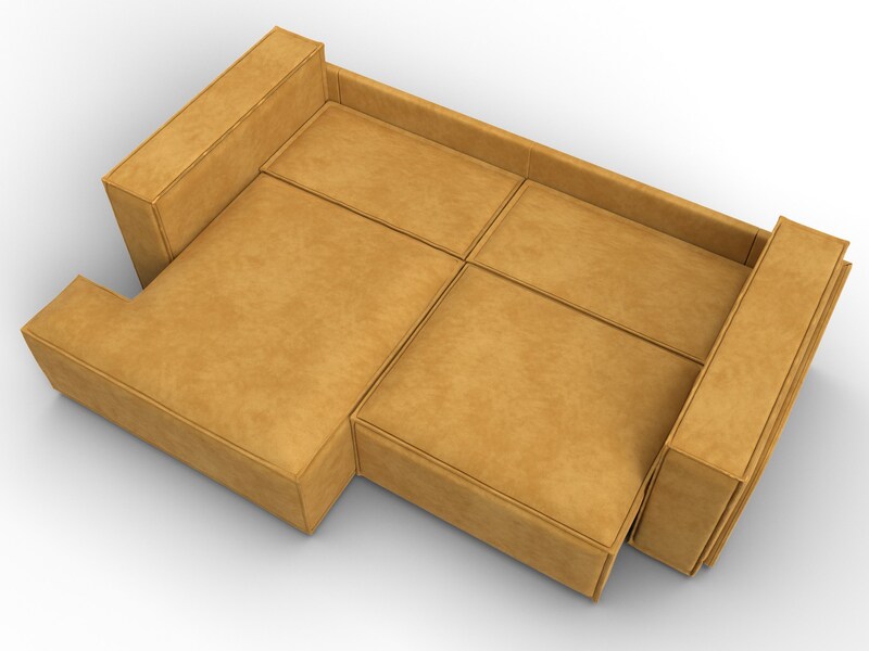 Диван угловой Лига-061 угол левый, Велюр, BRUT 10 желтый