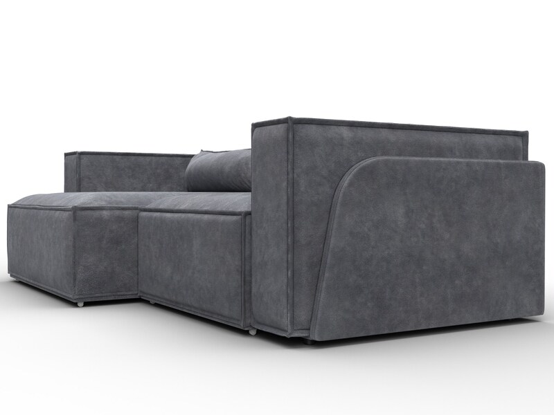 Диван угловой Лига-061 угол левый, Велюр, BRUT 16 темно-серый