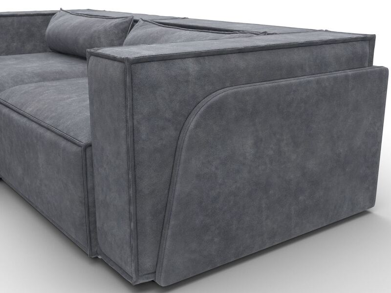 Диван угловой Лига-061 угол левый, Велюр, BRUT 16 темно-серый