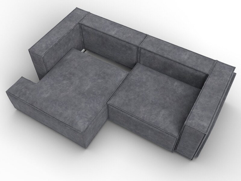 Диван угловой Лига-061 угол левый, Велюр, BRUT 16 темно-серый
