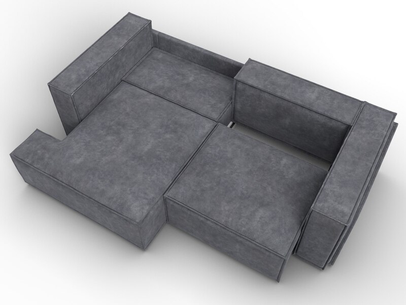 Диван угловой Лига-061 угол левый, Велюр, BRUT 16 темно-серый