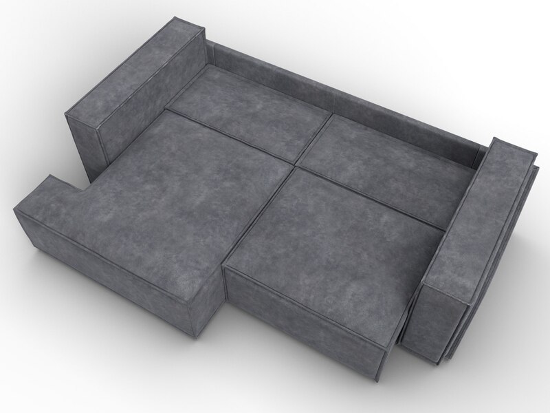 Диван угловой Лига-061 угол левый, Велюр, BRUT 16 темно-серый