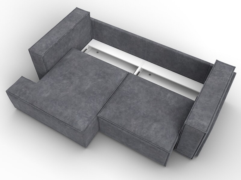 Диван угловой Лига-061 угол левый, Велюр, BRUT 16 темно-серый