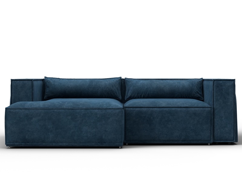 Диван угловой Лига-061 угол левый, Велюр, BRUT 11 синий