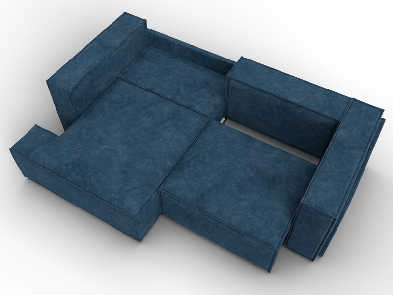 Диван угловой Лига-061 угол левый, Велюр, BRUT 11 синий