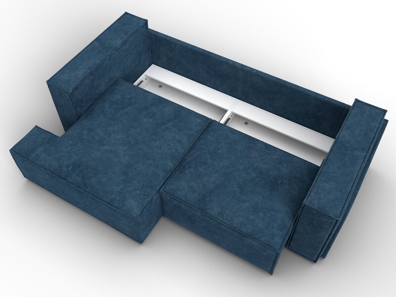 Диван угловой Лига-061 угол левый, Велюр, BRUT 11 синий