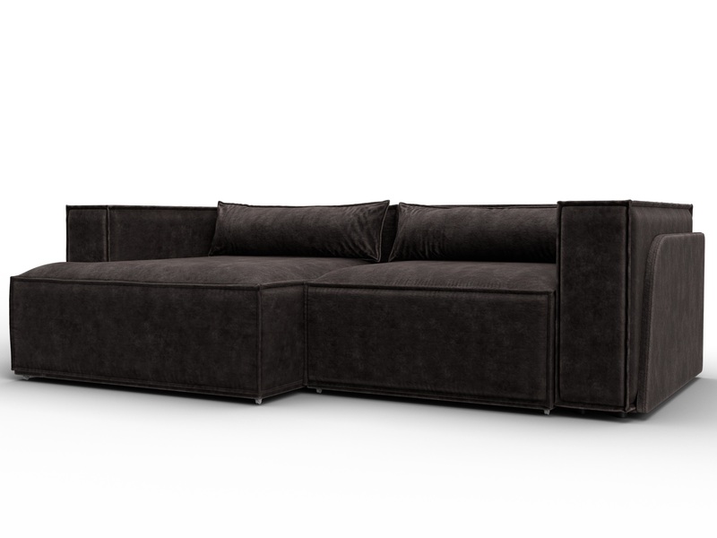 Диван угловой Лига-061 угол левый, Велюр, BRUT 17 коричневый