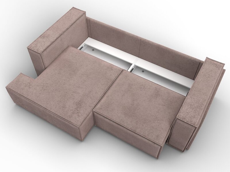 Диван угловой Лига-061 угол левый, Велюр, TOWER 05 бежевый