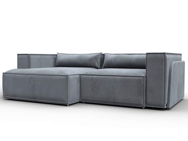 Диван угловой Лига-061 угол левый, Велюр, TOWER 10 серый