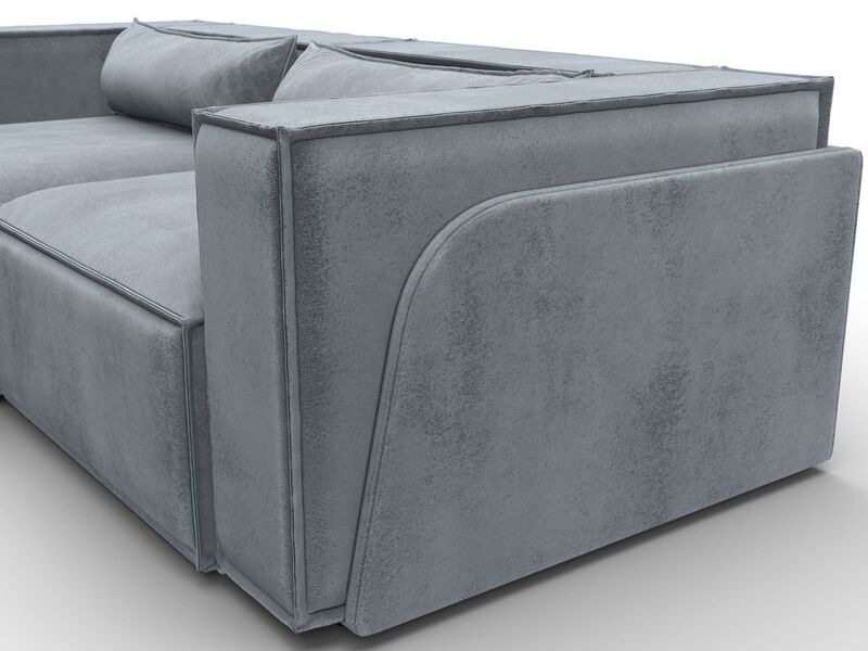 Диван угловой Лига-061 угол левый, Велюр, TOWER 10 серый
