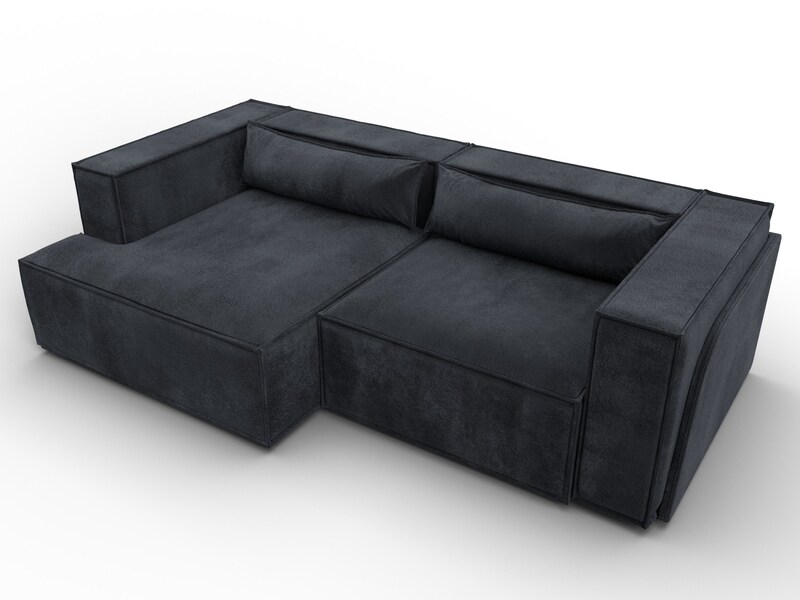 Диван угловой Лига-061 угол левый, Велюр, TOWER 11 темно-серый