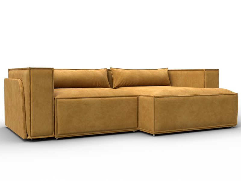 Диван угловой Лига-061 угол правый, Велюр, BRUT 10 желтый