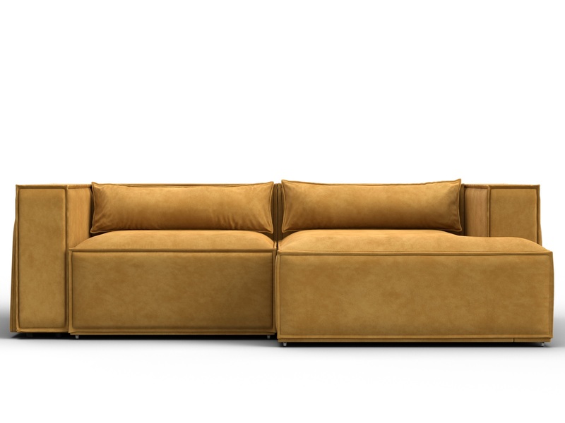 Диван угловой Лига-061 угол правый, Велюр, BRUT 10 желтый